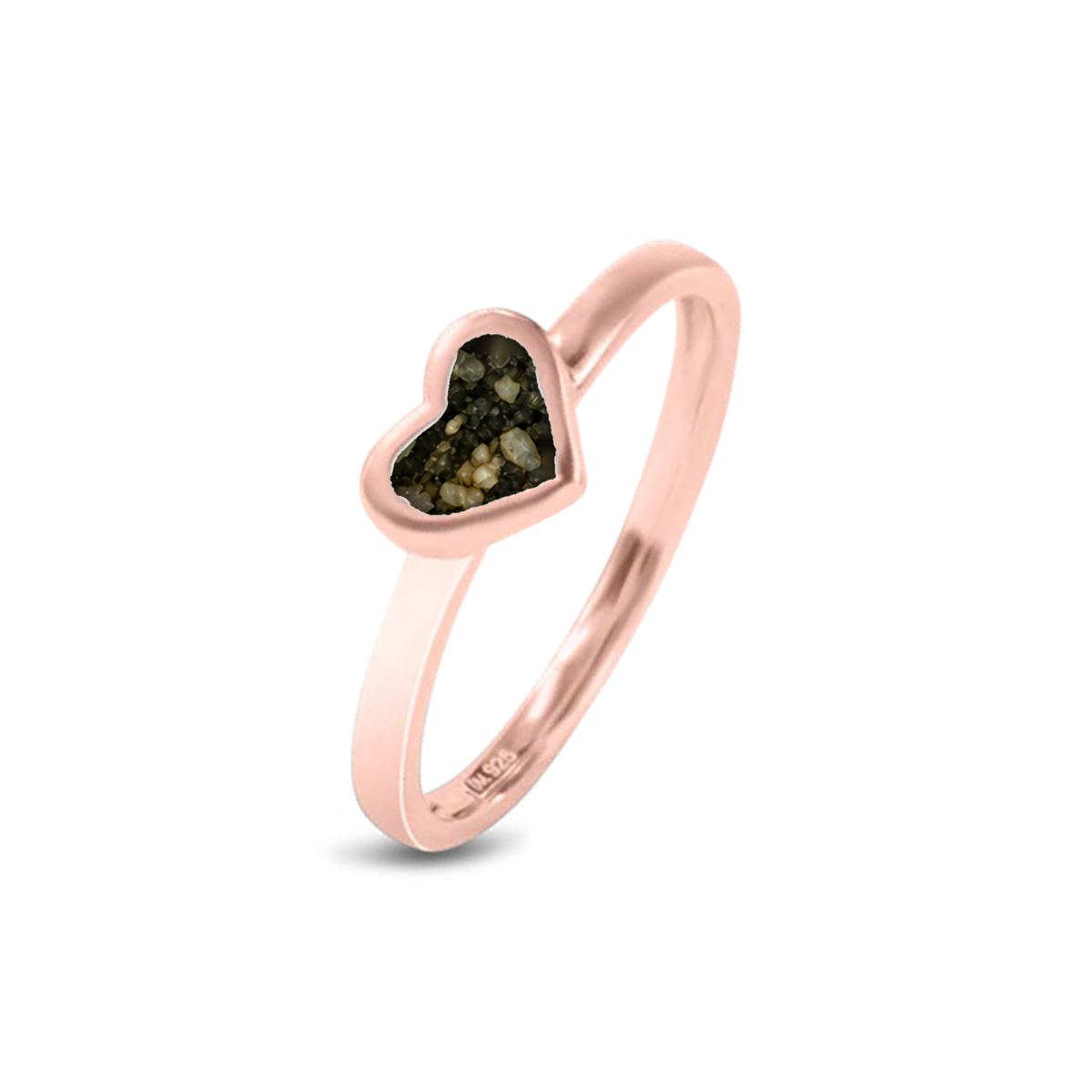 Liv as-ring in massief rosé goud met antraciet askleur