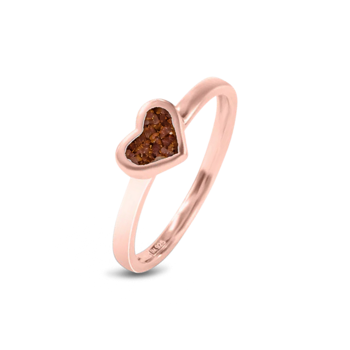 Liv as-ring in massief rosé goud met koperbruin askleur