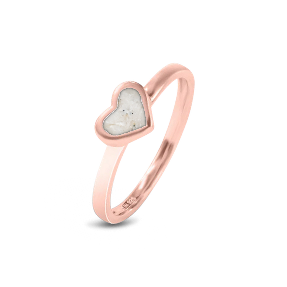 Liv as-ring in massief rosé goud met parelmoer askleur