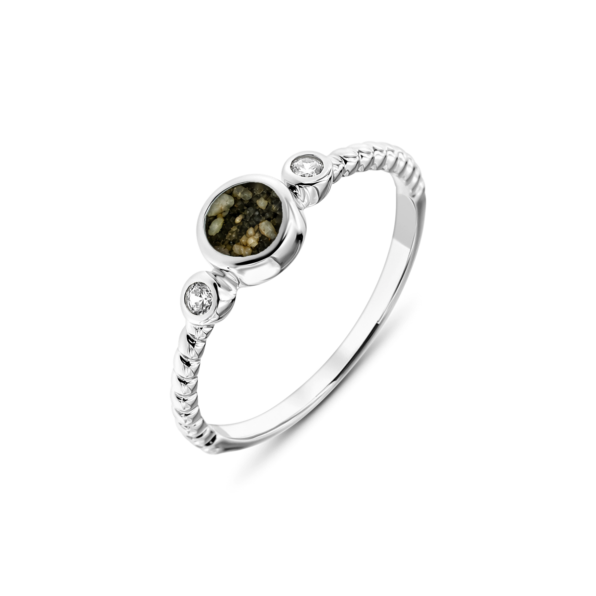 Lot as-ring in 925 zilver met antraciet askleur