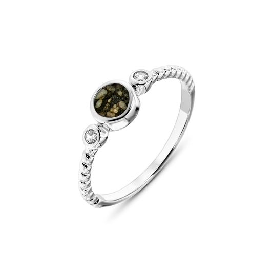 Lot as-ring in 925 zilver met antraciet askleur
