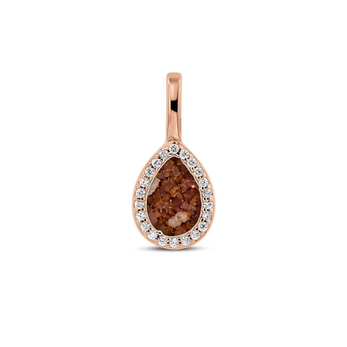 Lotte as-hanger in massief rosé goud met koperbruin askleur