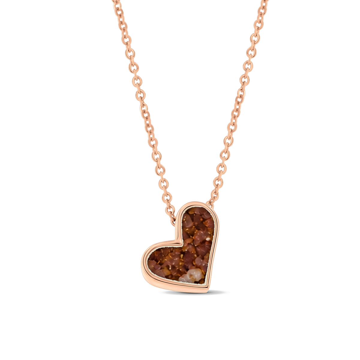 Louisa as-ketting in massief rosé goud met koperbruin askleur