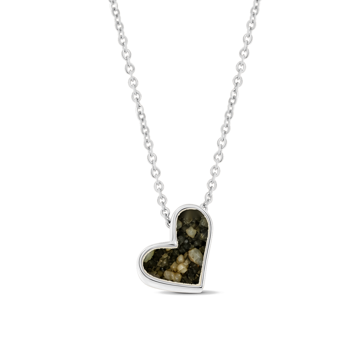 Louisa as-ketting in massief wit goud met antraciet askleur
