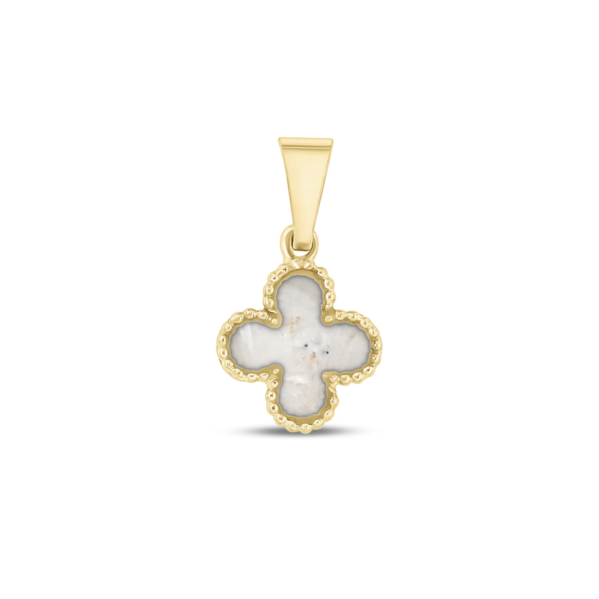 Lucky as-hanger in massief geel goud met parelmoer askleur