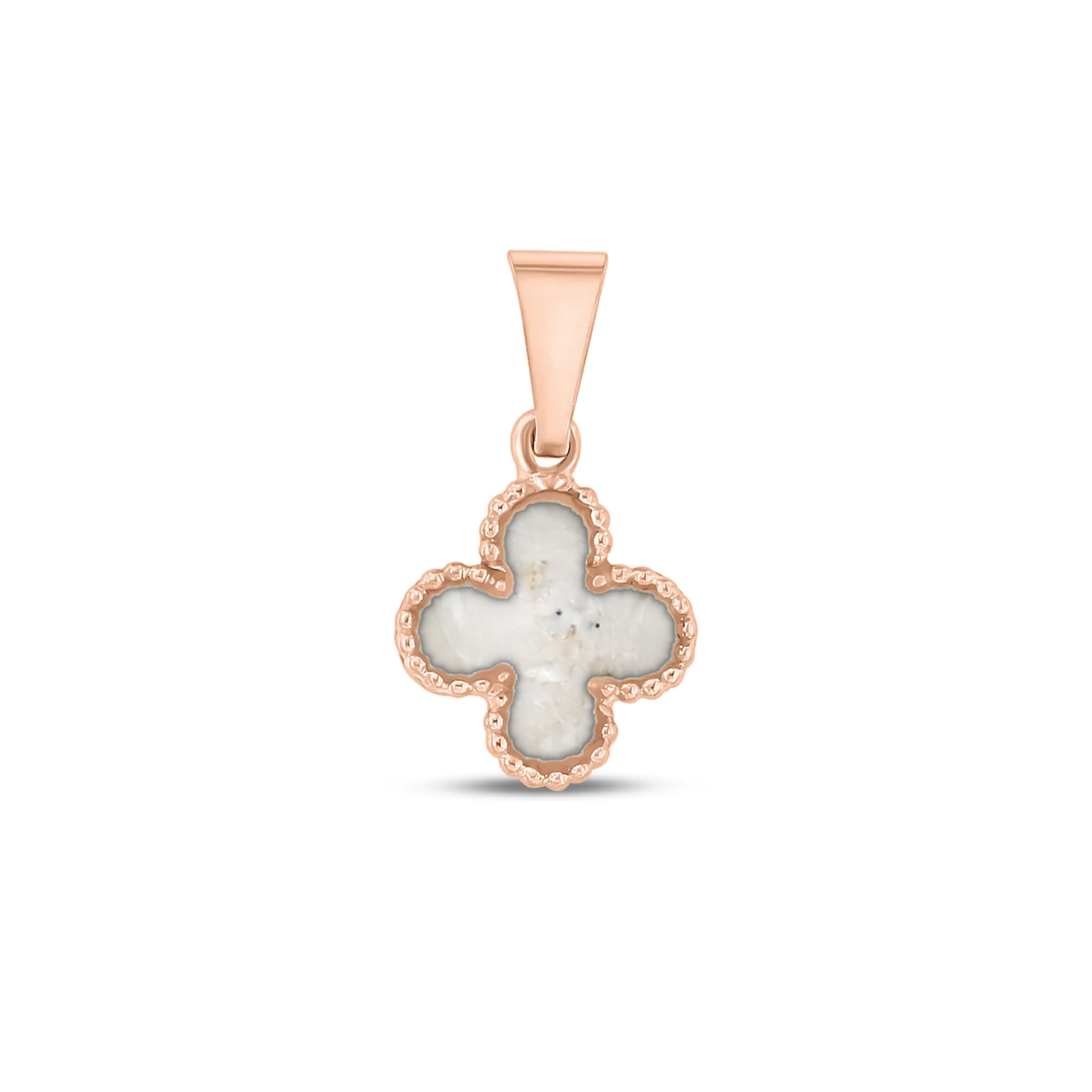 Lucky as-hanger in massief rosé goud met parelmoer askleur