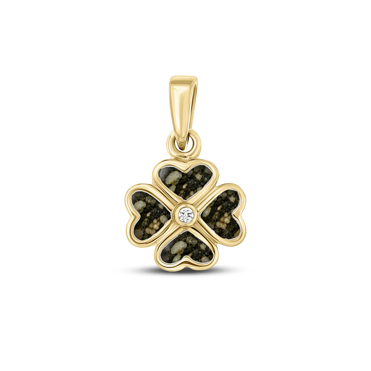 Lucy as-hanger in massief geel goud met antraciet askleur en zirkonia