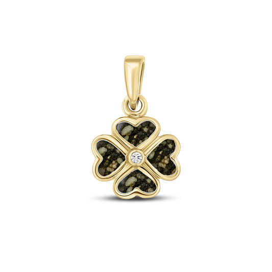 Lucy as-hanger in massief geel goud met antraciet askleur en zirkonia