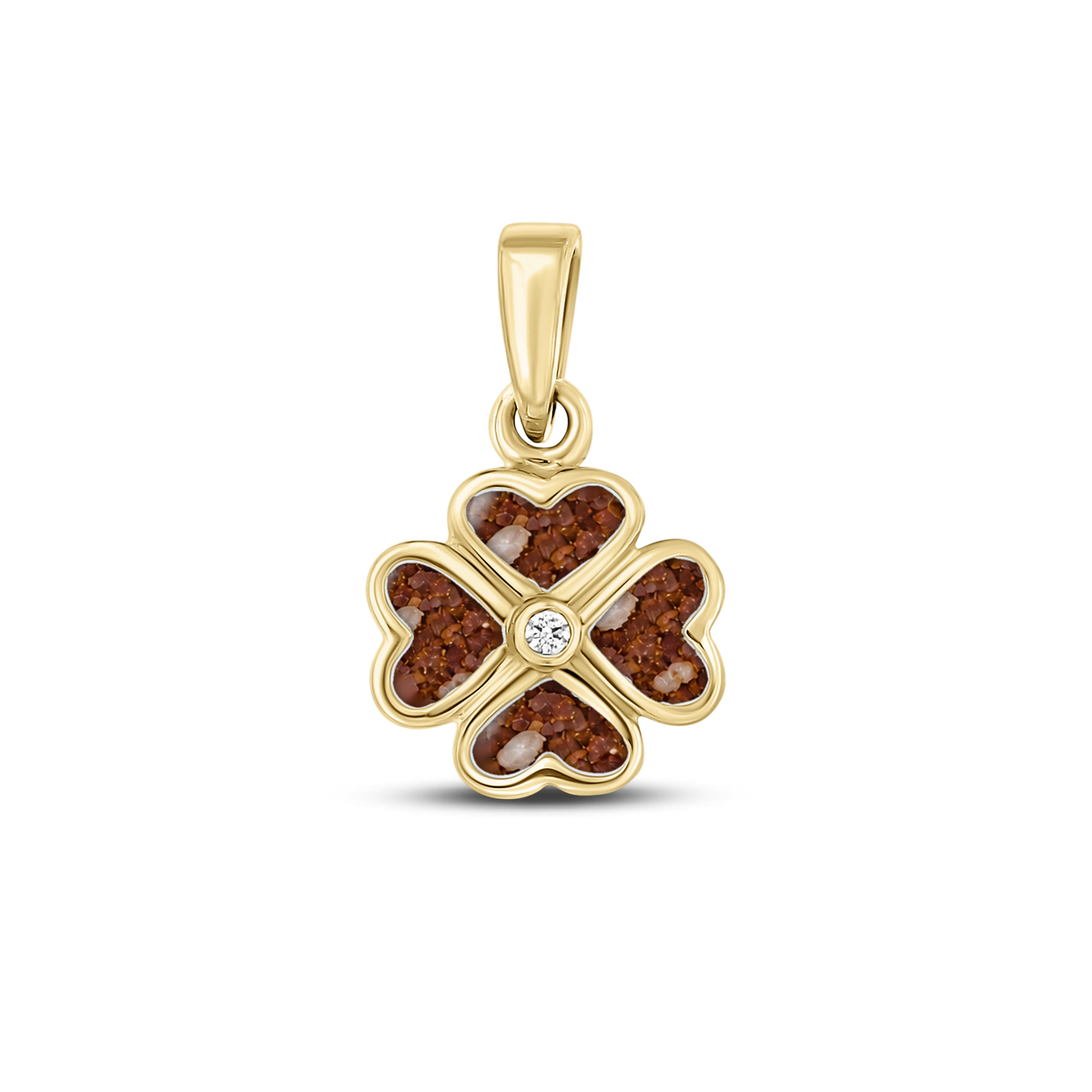 Lucy as-hanger in massief geel goud met koperbruin askleur en zirkonia