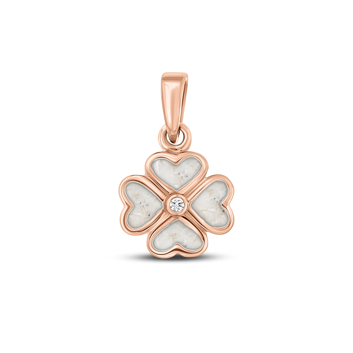 Lucy as-hanger in massief rosé goud met parelmoer askleur en zirkonia
