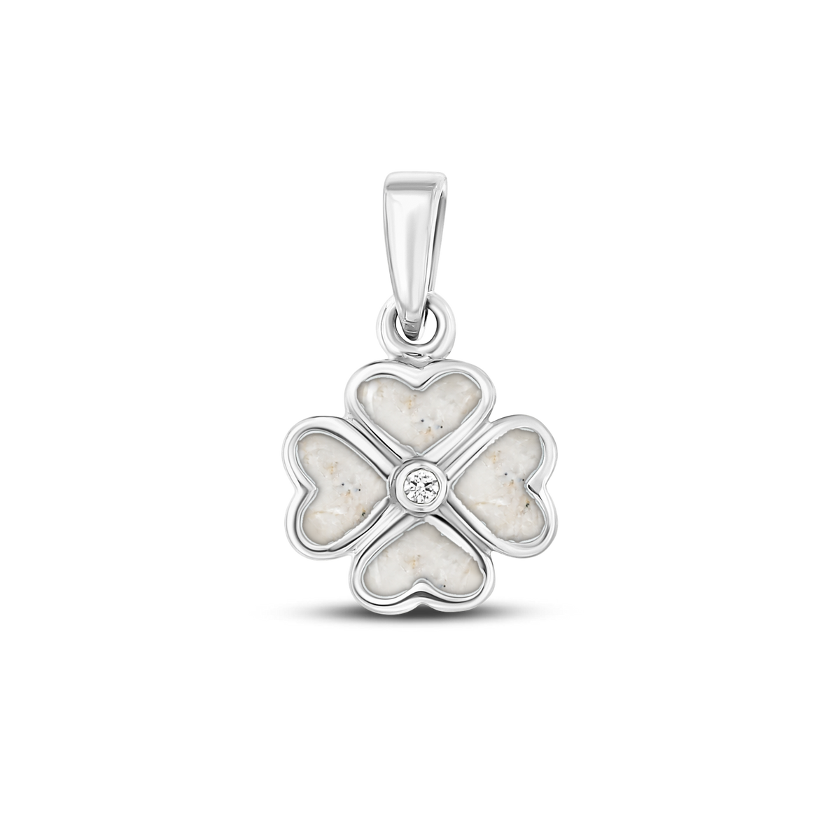 Lucy as-hanger in massief wit goud met parelmoer askleur en zirkonia