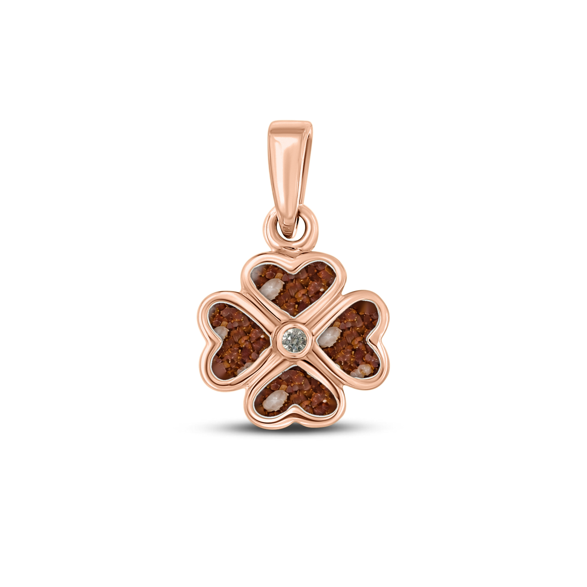 Lucy as-hanger in massief rosé goud met koperbruin askleur en lab grown diamant