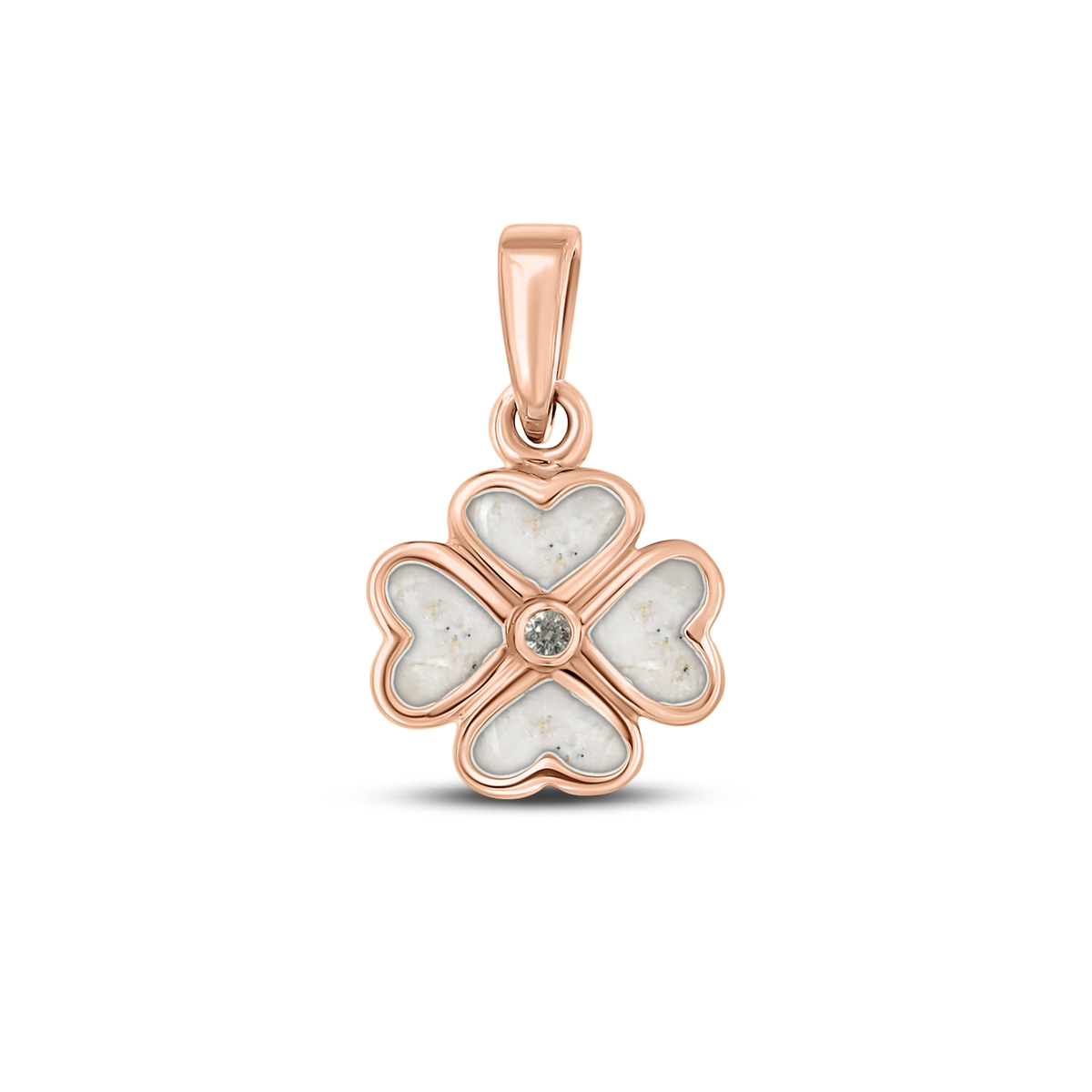 Lucy as-hanger in massief rosé goud met parelmoer askleur en lab grown diamant