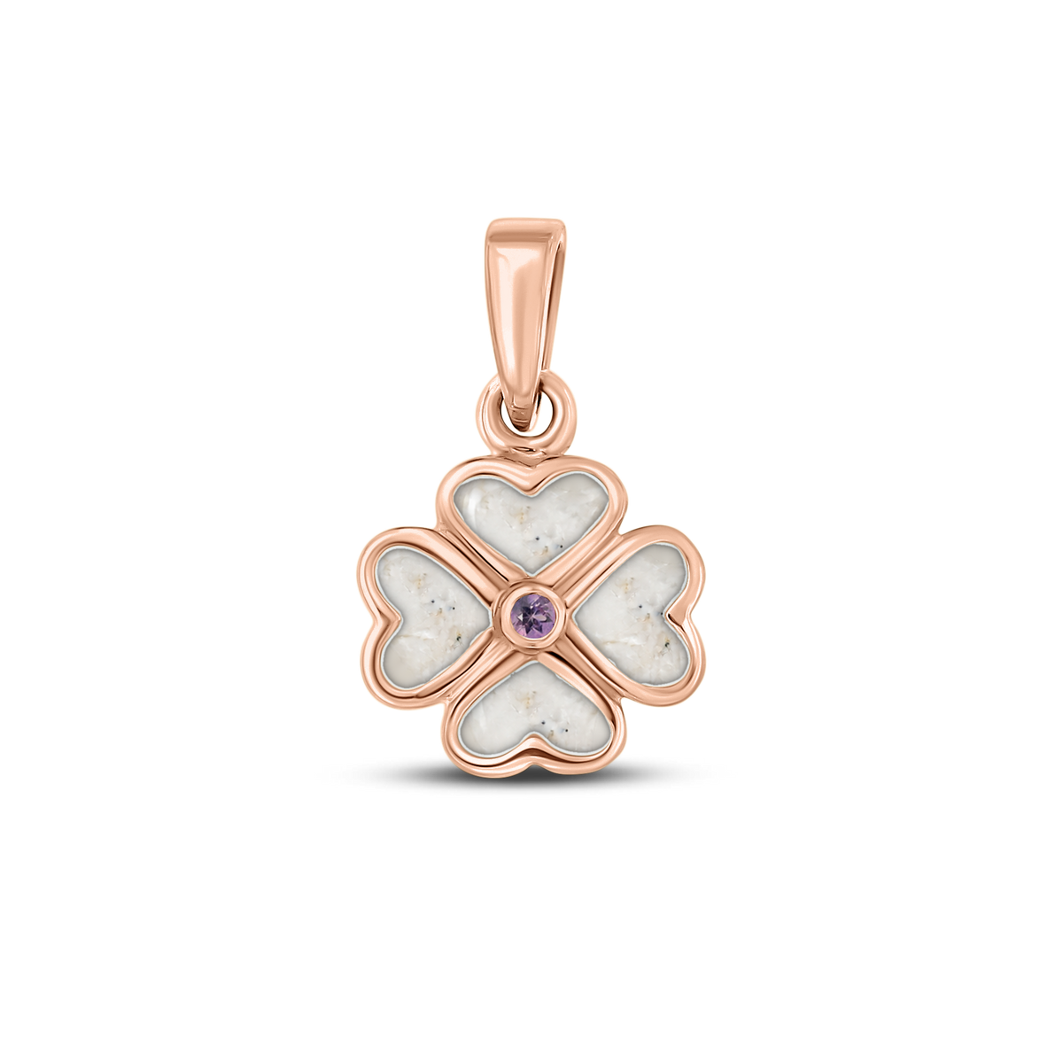 Lucy as-hanger in massief rosé goud met parelmoer askleur en amethist