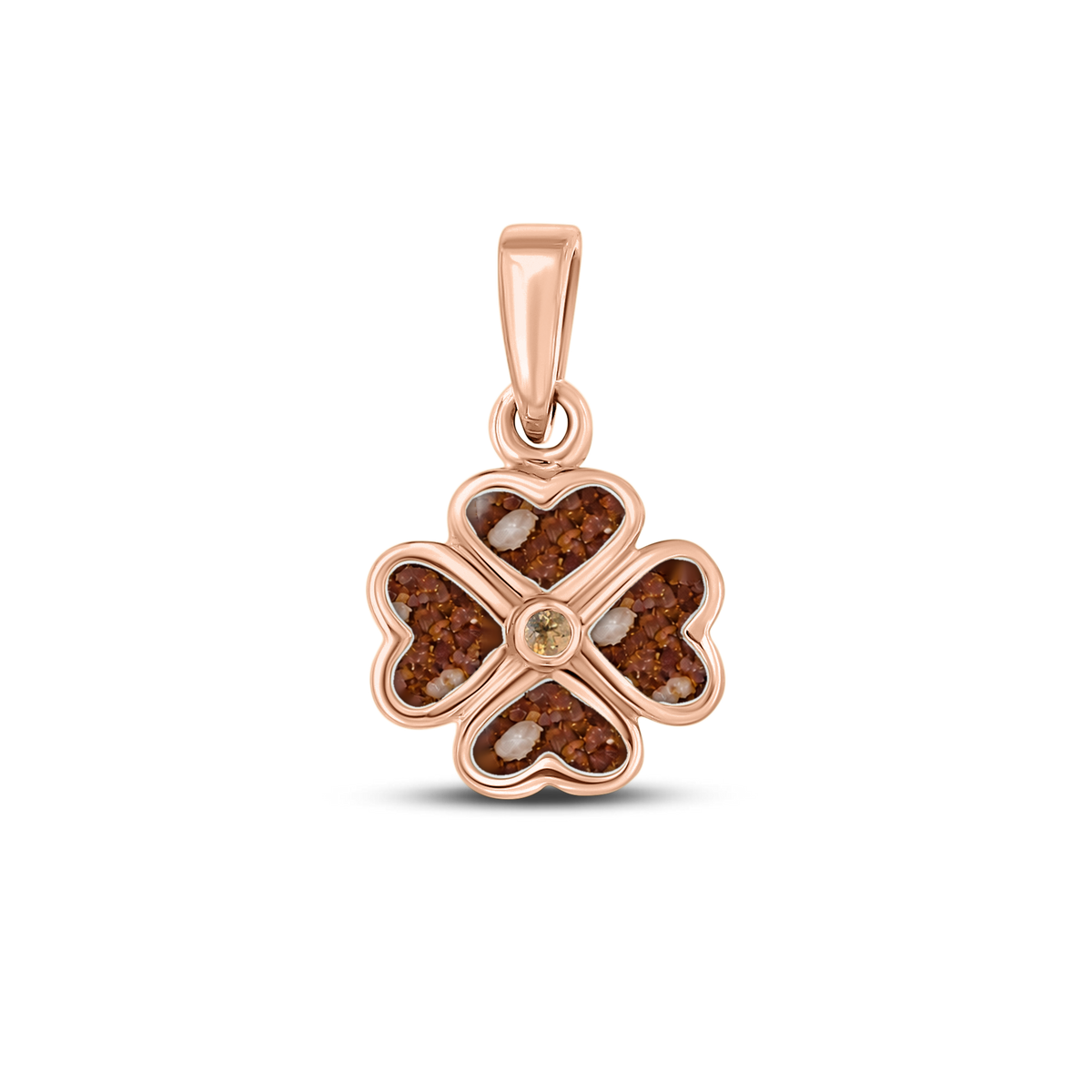 Lucy as-hanger in massief rosé goud met koperbruin askleur en citrien