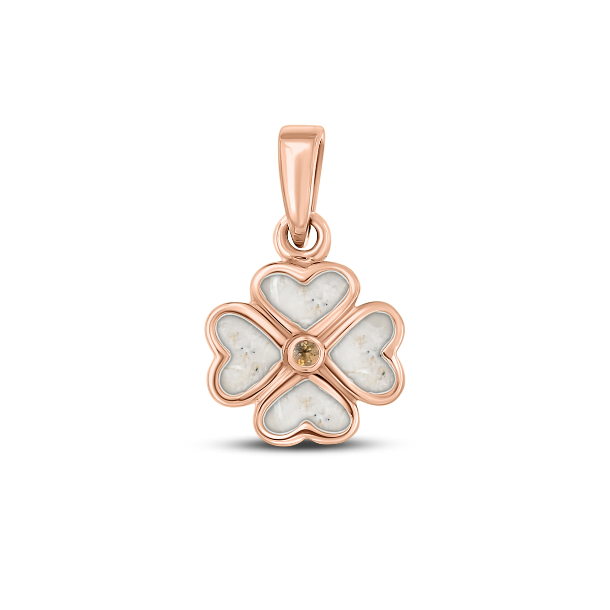 Lucy as-hanger in massief rosé goud met parelmoer askleur en citrien