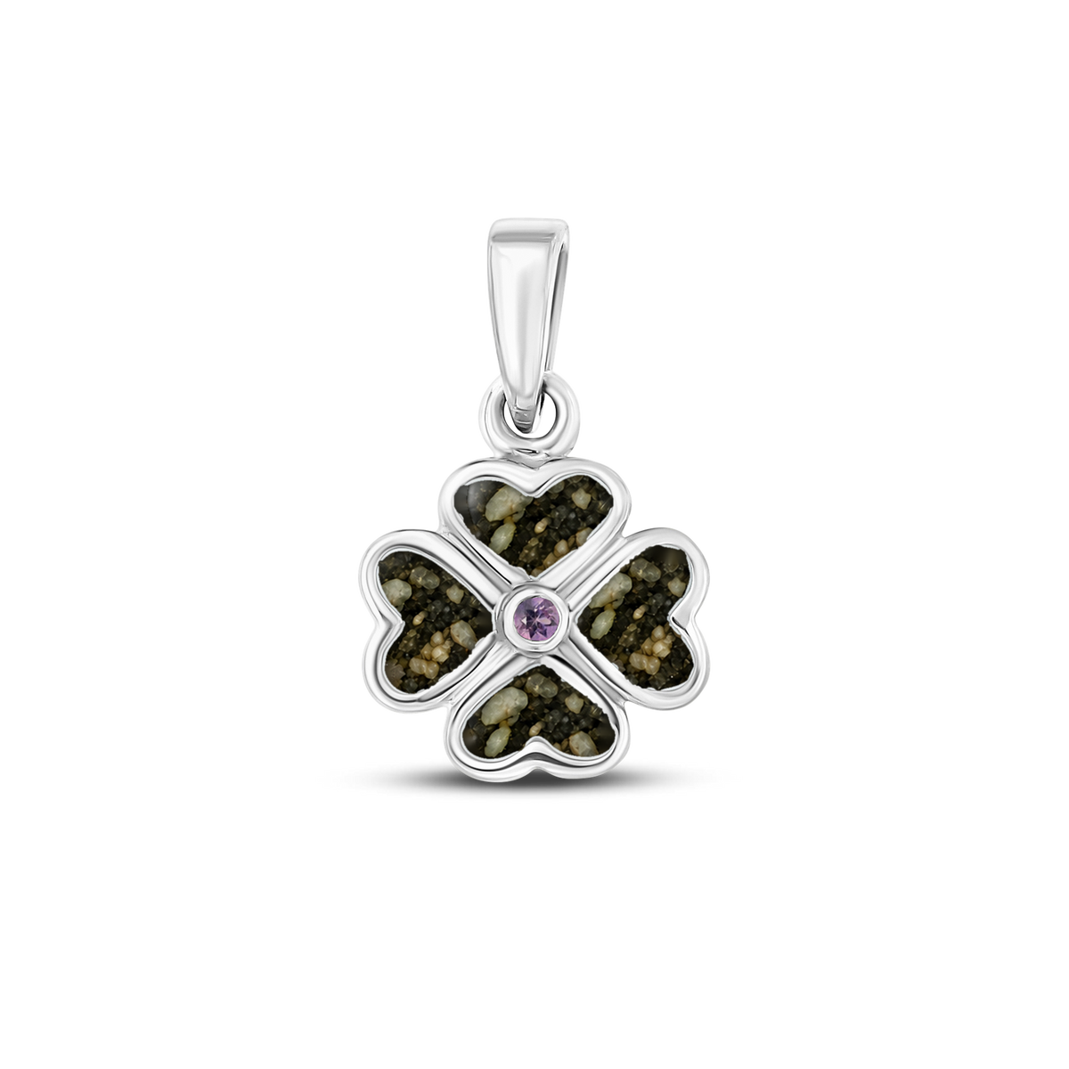 Lucy as-hanger in massief wit goud met antraciet askleur en amethist