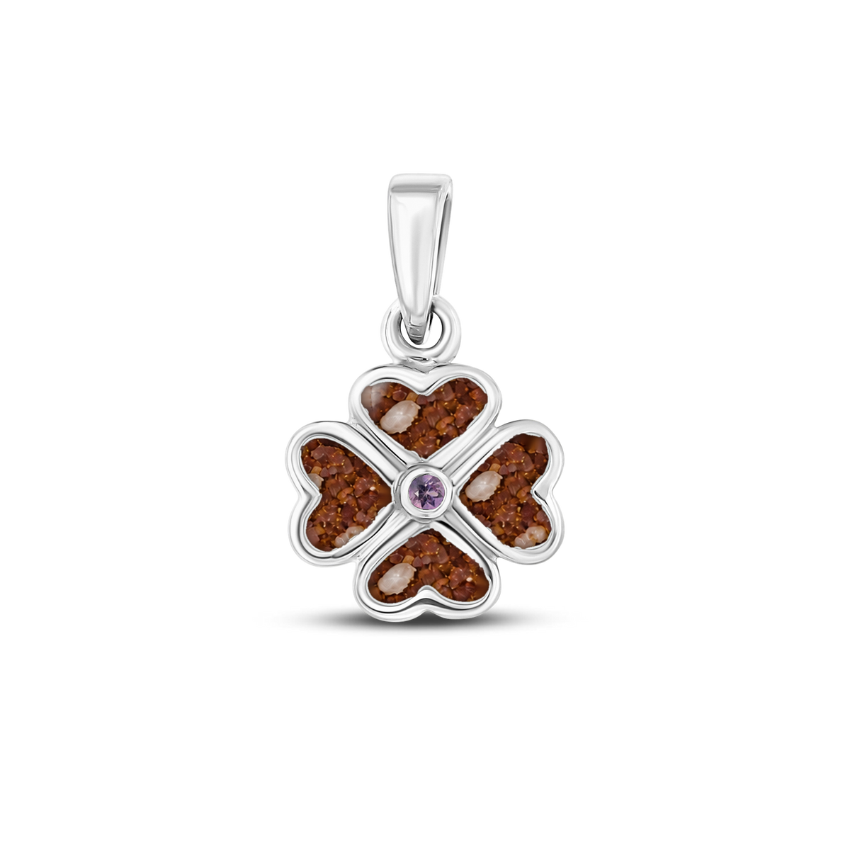 Lucy as-hanger in massief wit goud met koperbruin askleur en amethist