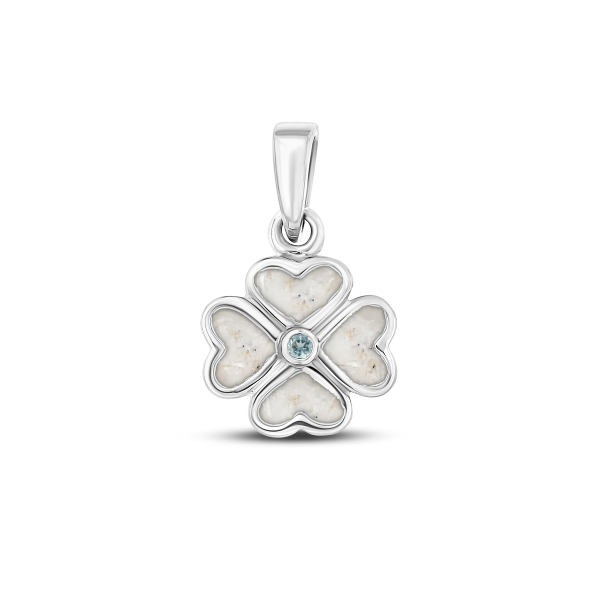 Lucy as-hanger in massief wit goud met parelmoer askleur en aquamarijn