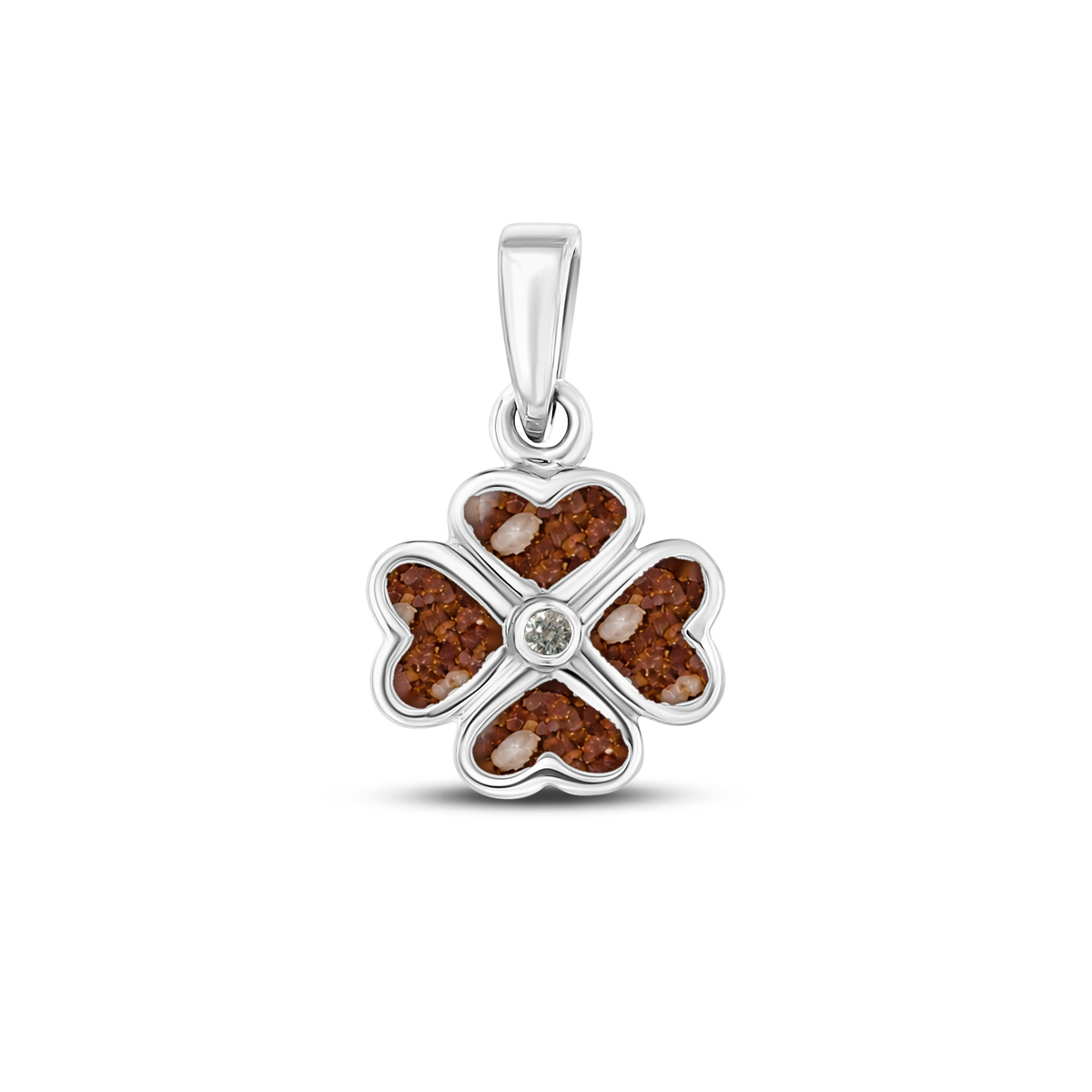 Lucy as-hanger in massief wit goud met koperbruin askleur en lab grown diamant