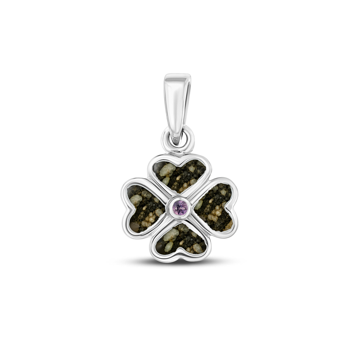 Lucy as-hanger in massief wit goud met antraciet askleur en amethist