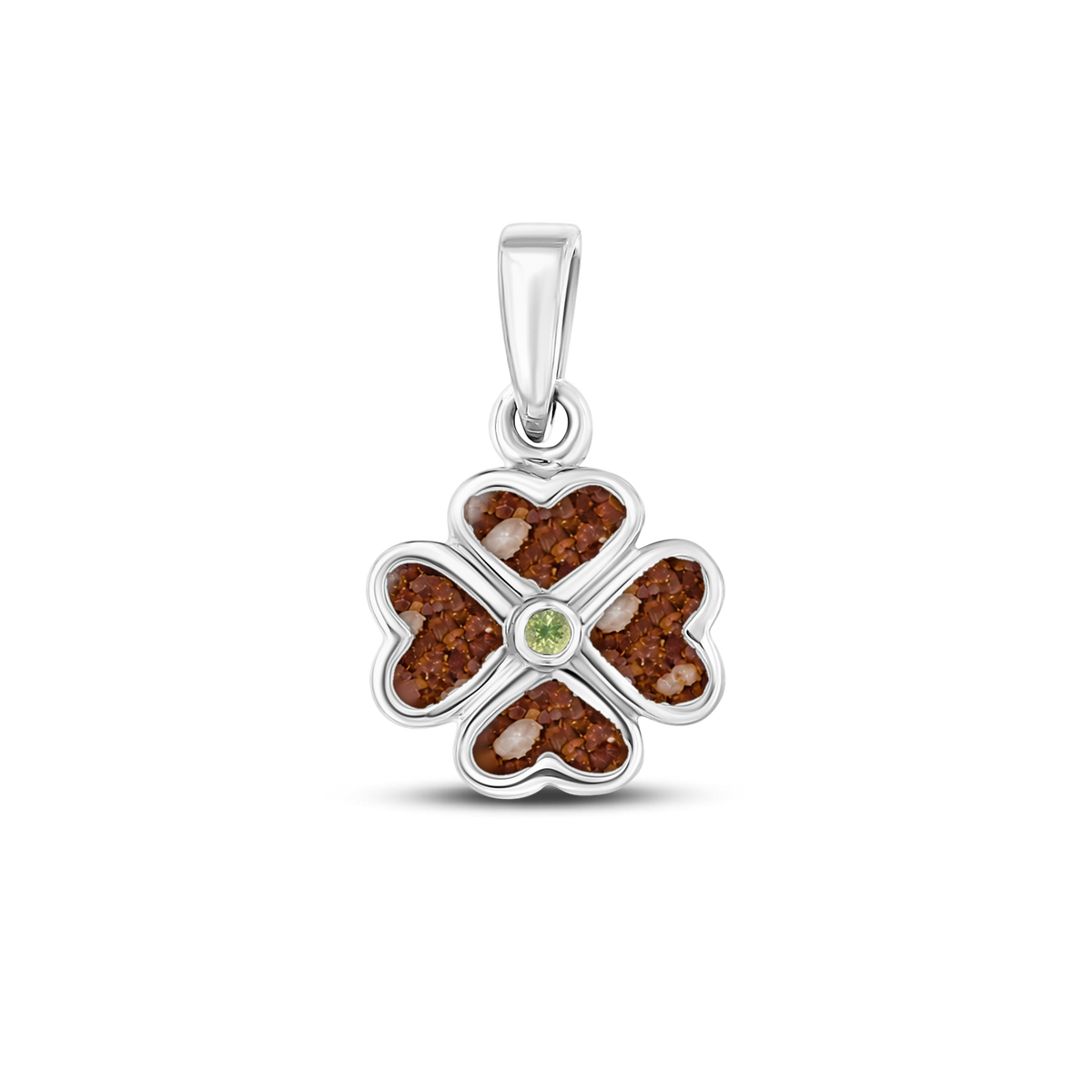 Lucy as-hanger in massief wit goud met koperbruin askleur en peridot
