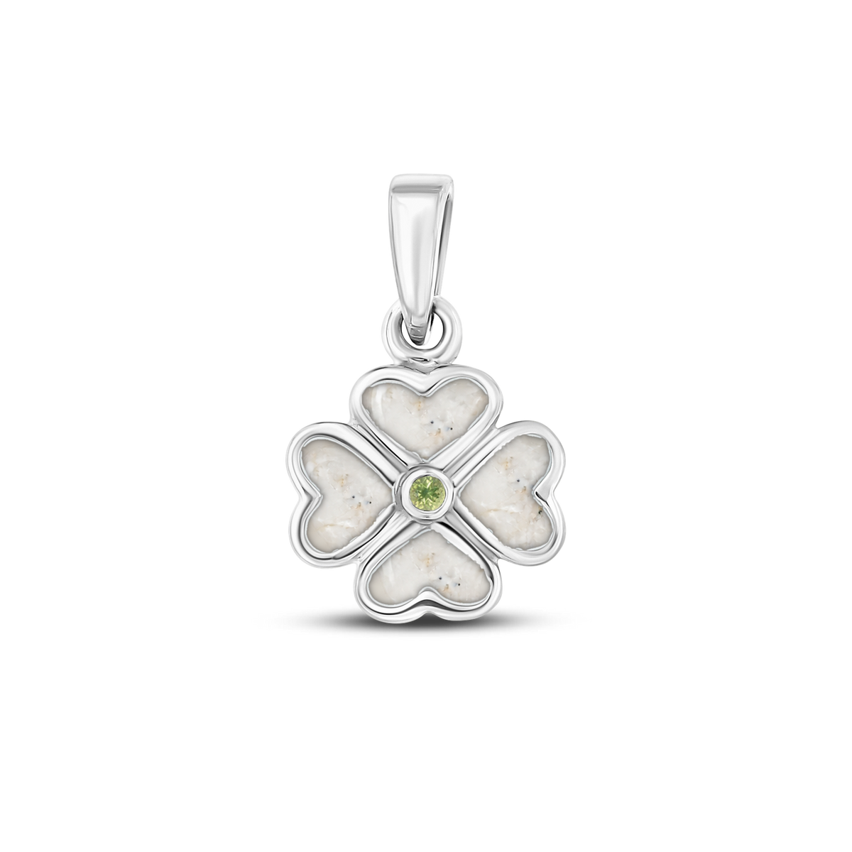 Lucy as-hanger in massief wit goud met parelmoer askleur en peridot