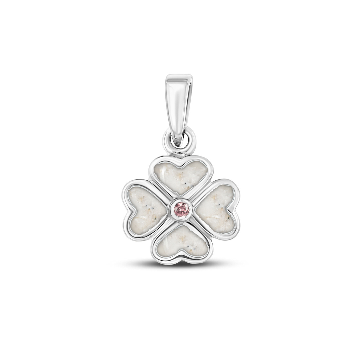 Lucy as-hanger in massief wit goud met parelmoer askleur en morganiet