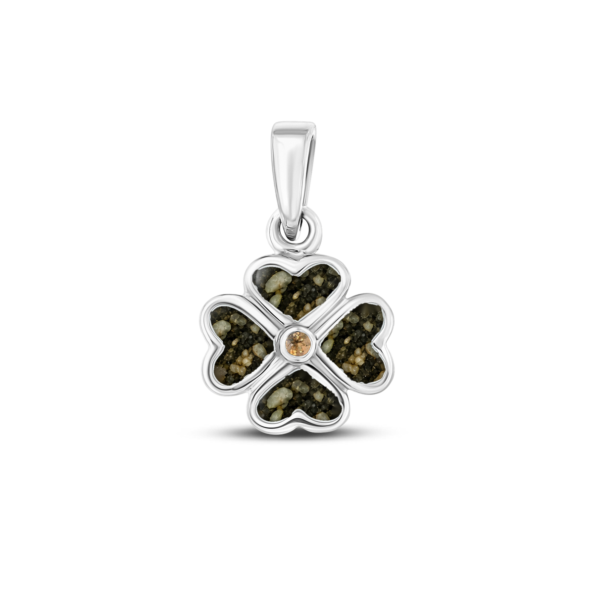 Lucy as-hanger in massief wit goud met antraciet askleur en citrien