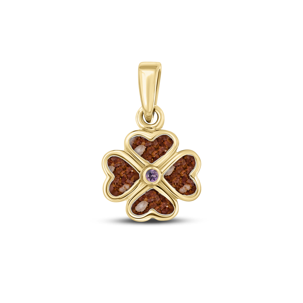 Lucy as-hanger in massief geel goud met koperbruin askleur en amethist