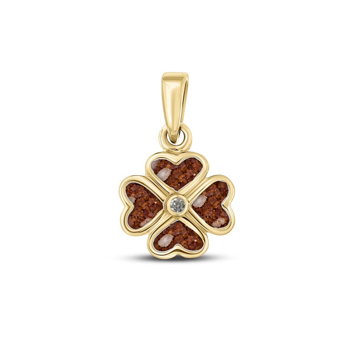 Lucy as-hanger in massief geel goud met koperbruin askleur en lab grown diamant