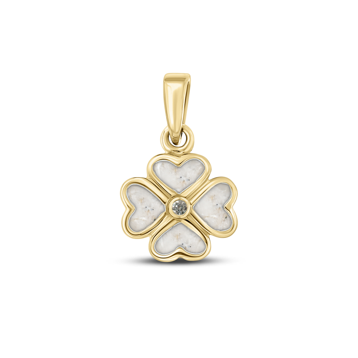 Lucy as-hanger in massief geel goud met parelmoer askleur en lab grown diamant