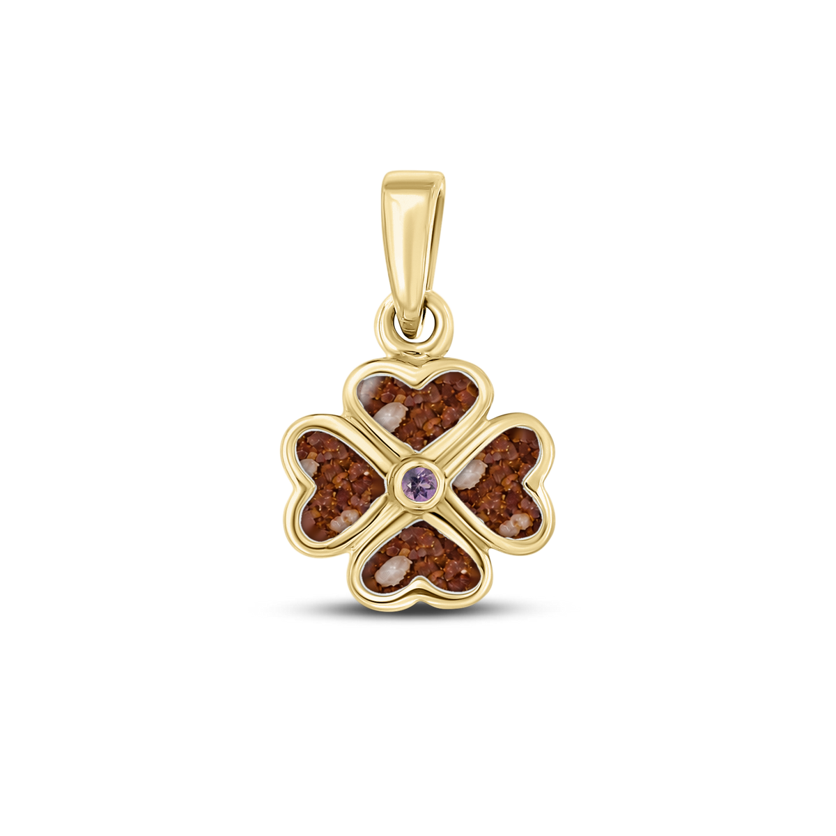 Lucy as-hanger in massief geel goud met koperbruin askleur en amethist