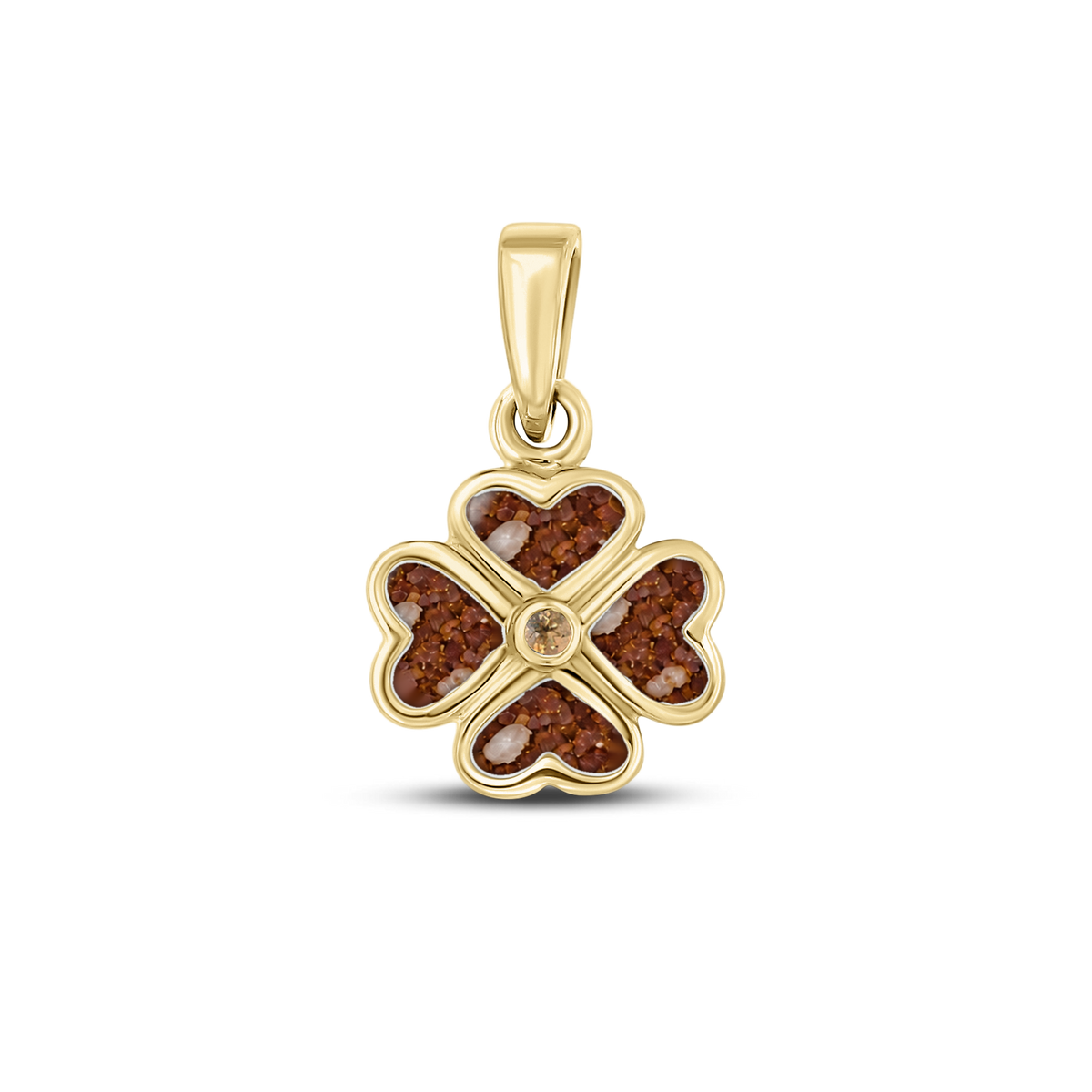 Lucy as-hanger in massief geel goud met koperbruin askleur en citrien