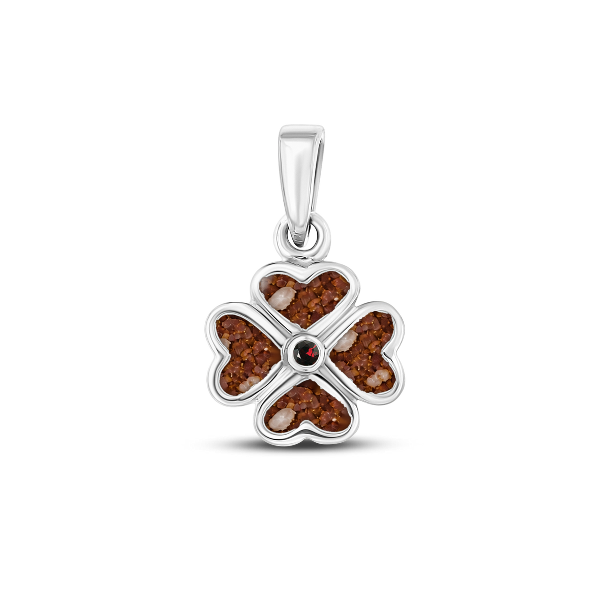 Lucy as-hanger in 925 zilver met koperbruin askleur en granaat