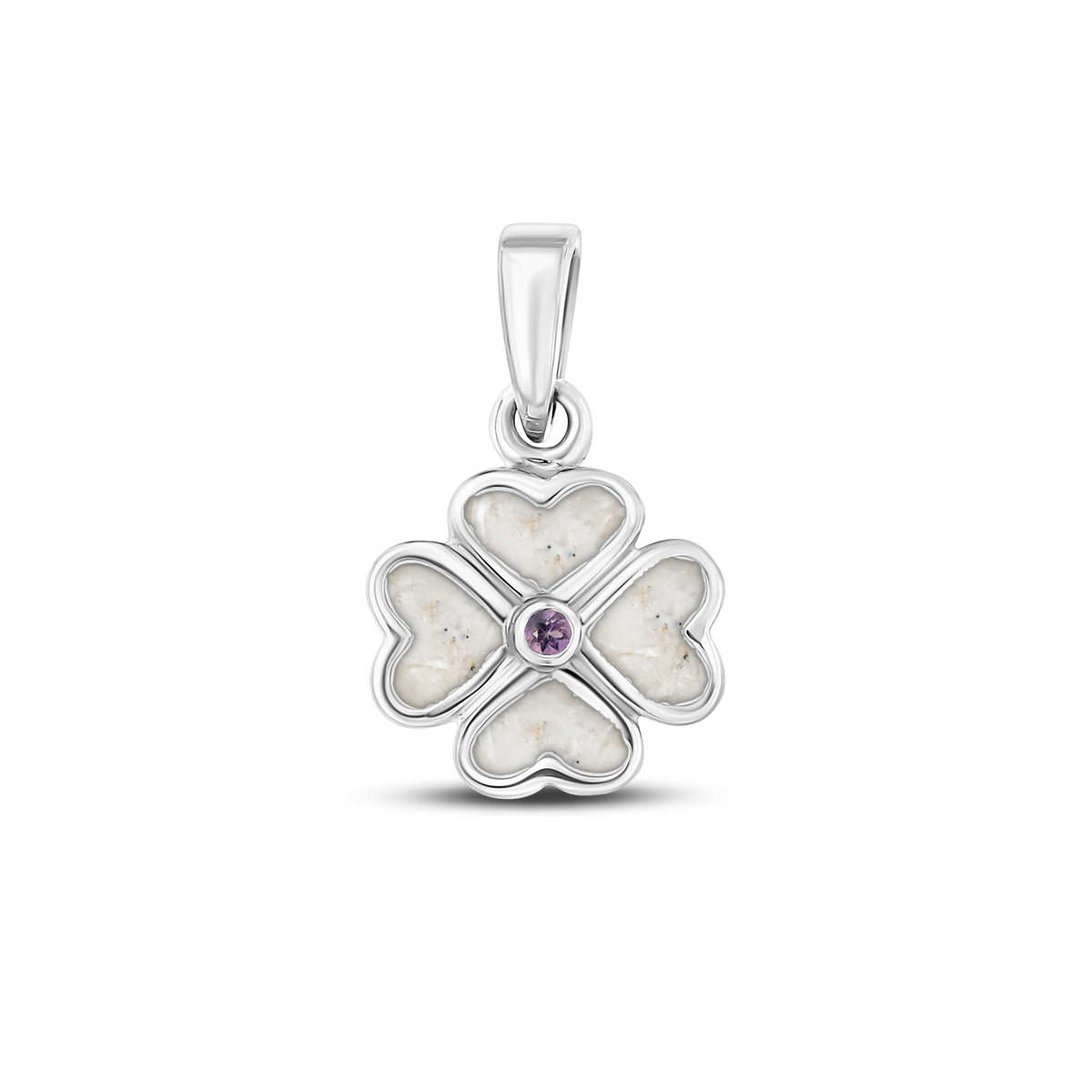 Lucy as-hanger in 925 zilver met parelmoer askleur en amethist
