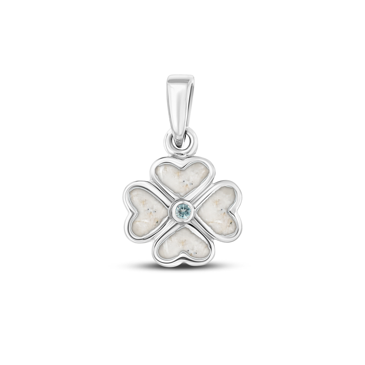 Lucy as-hanger in 925 zilver met parelmoer askleur en aquamarijn