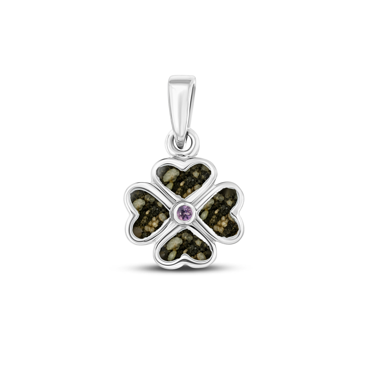 Lucy as-hanger in 925 zilver met antraciet askleur en amethist