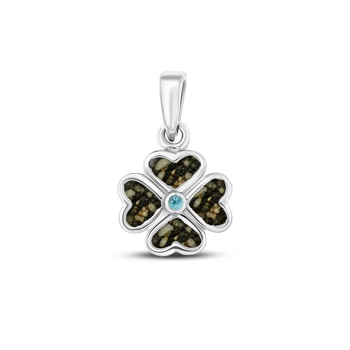 Lucy as-hanger in 925 zilver met antraciet askleur en blauwe topaas