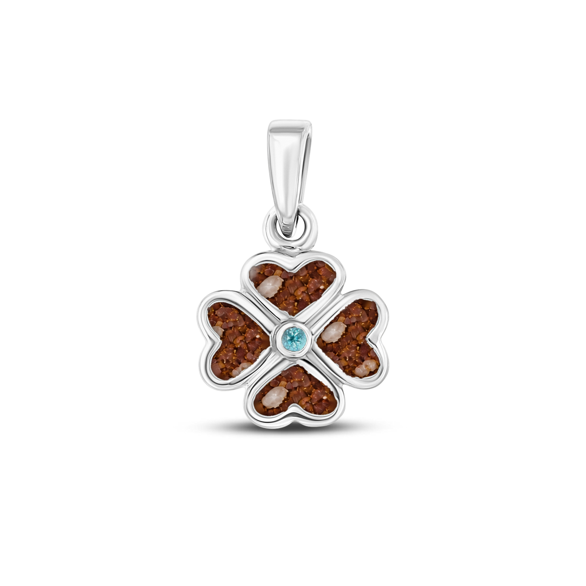 Lucy as-hanger in 925 zilver met koperbruin askleur en blauwe topaas