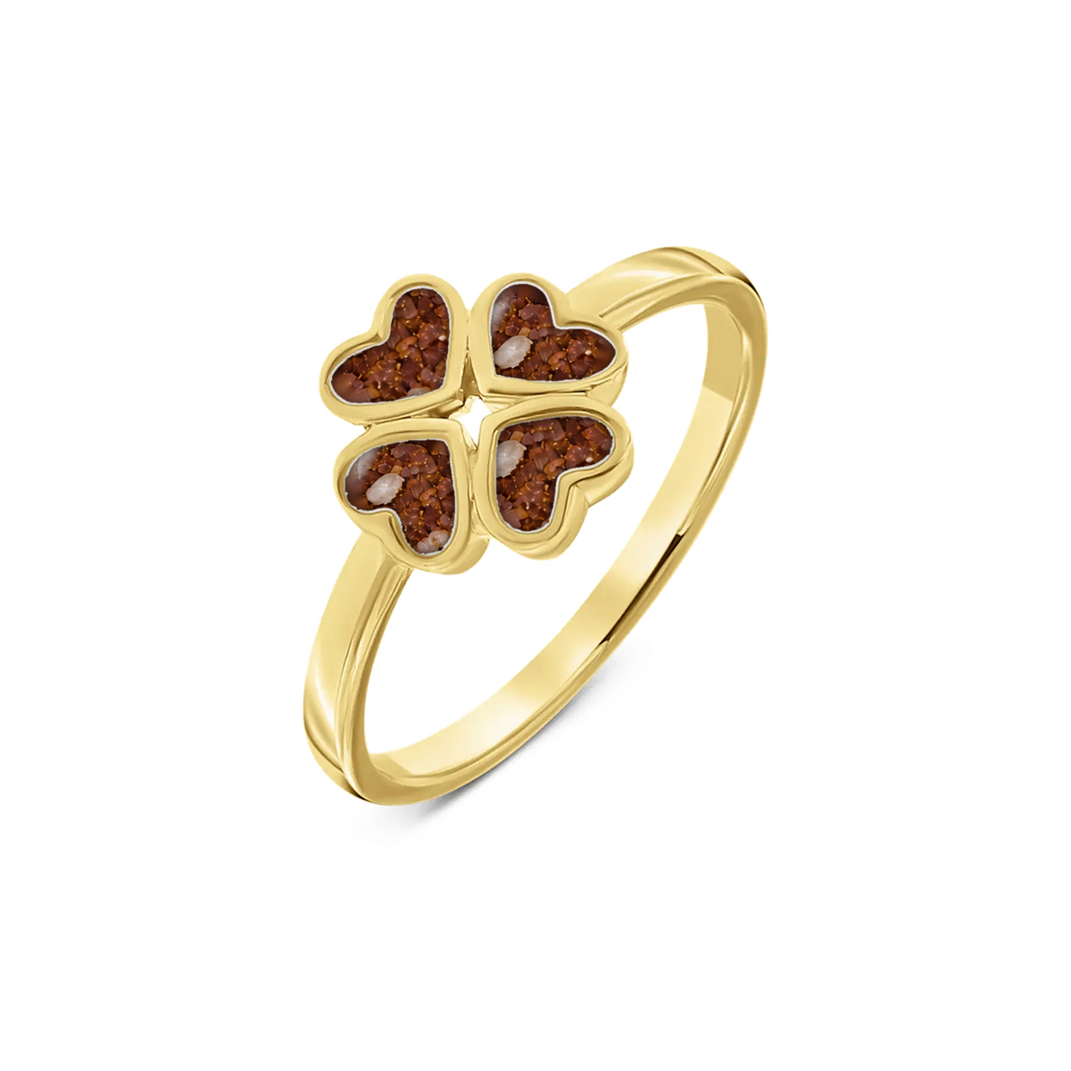 Lucy as-ring in massief geel goud met koperbruin askleur