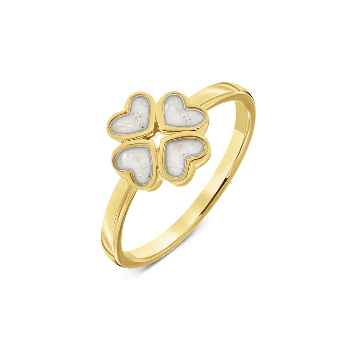 Lucy as-ring in massief geel goud met parelmoer askleur