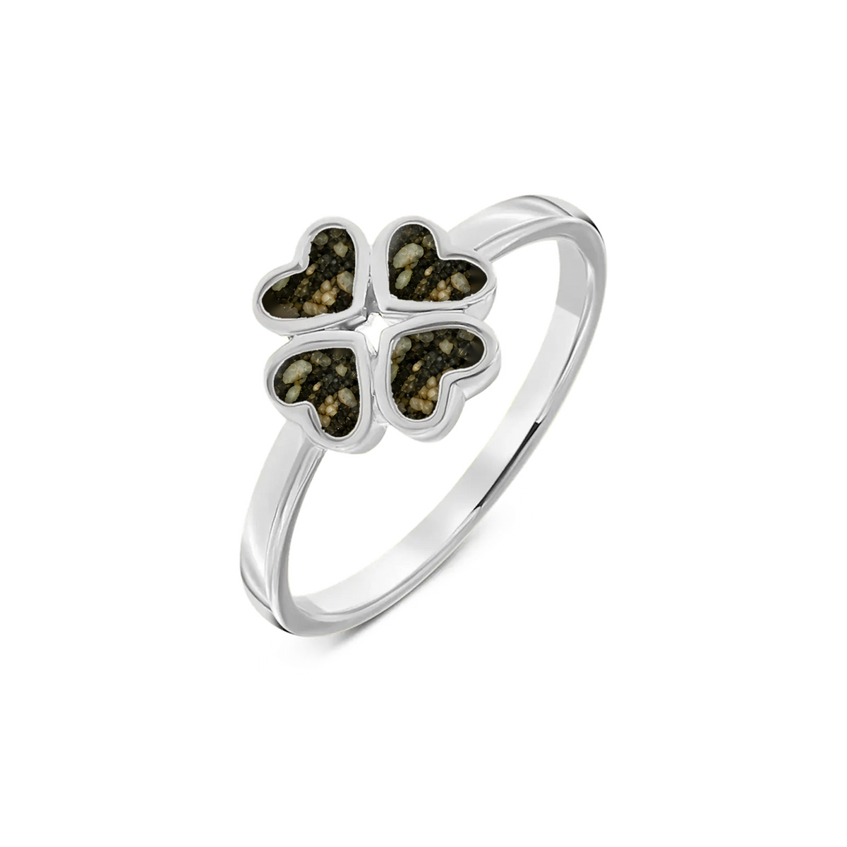 Lucy as-ring in massief wit goud met antraciet askleur