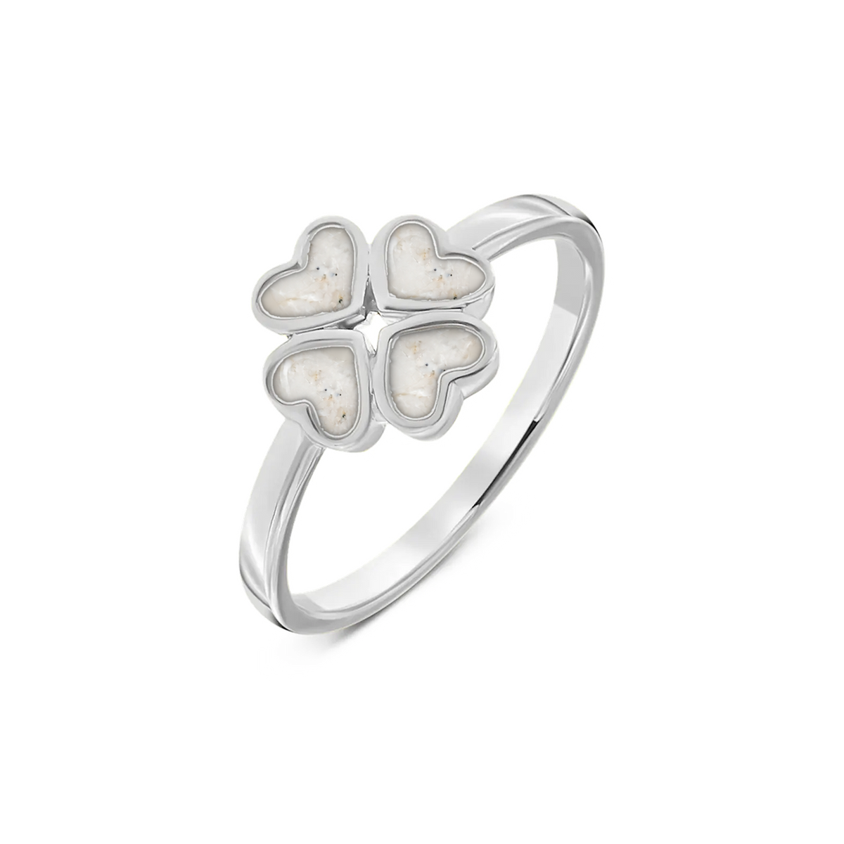 Lucy as-ring in massief wit goud met parelmoer askleur