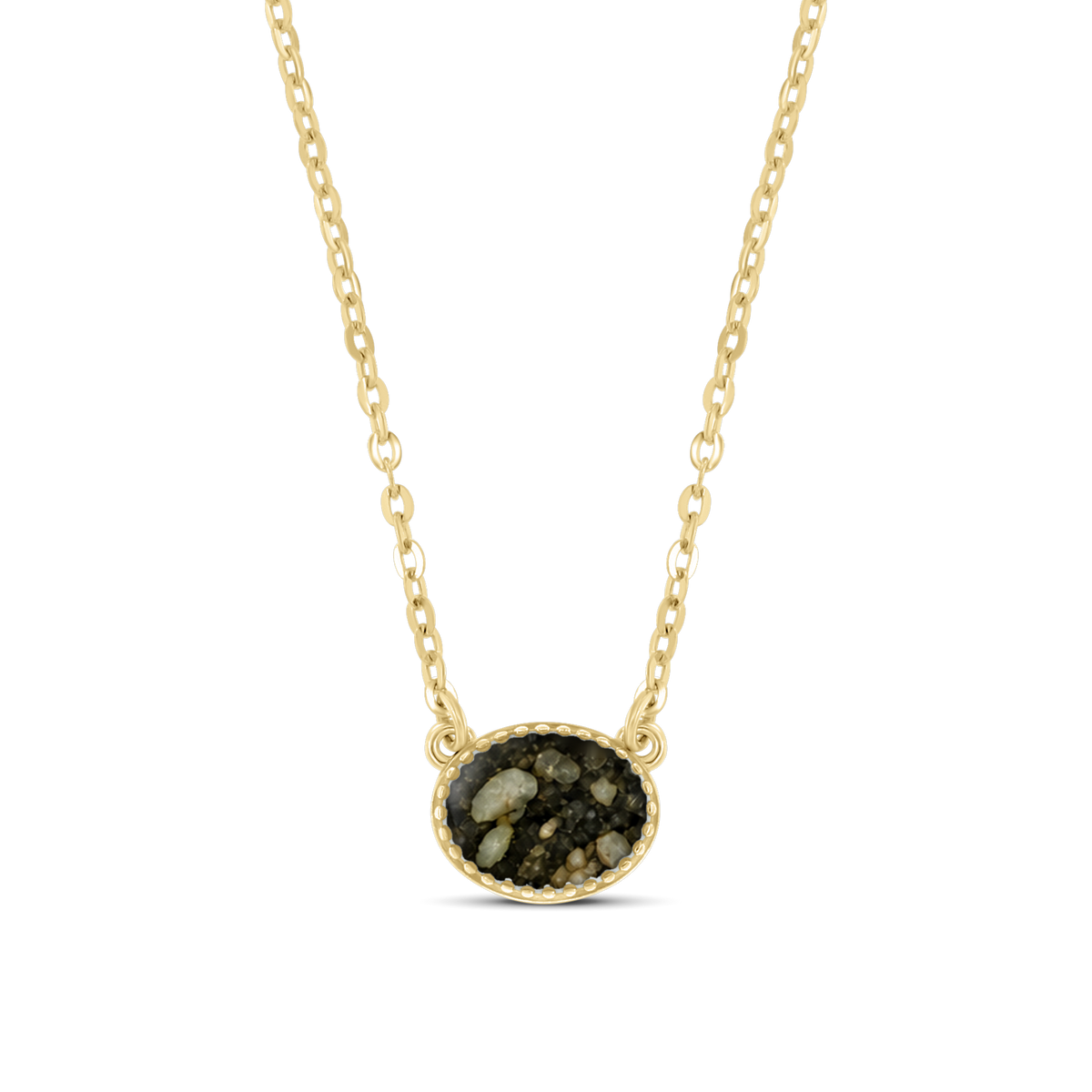 Luna as-ketting in massief geel goud met antraciet askleur