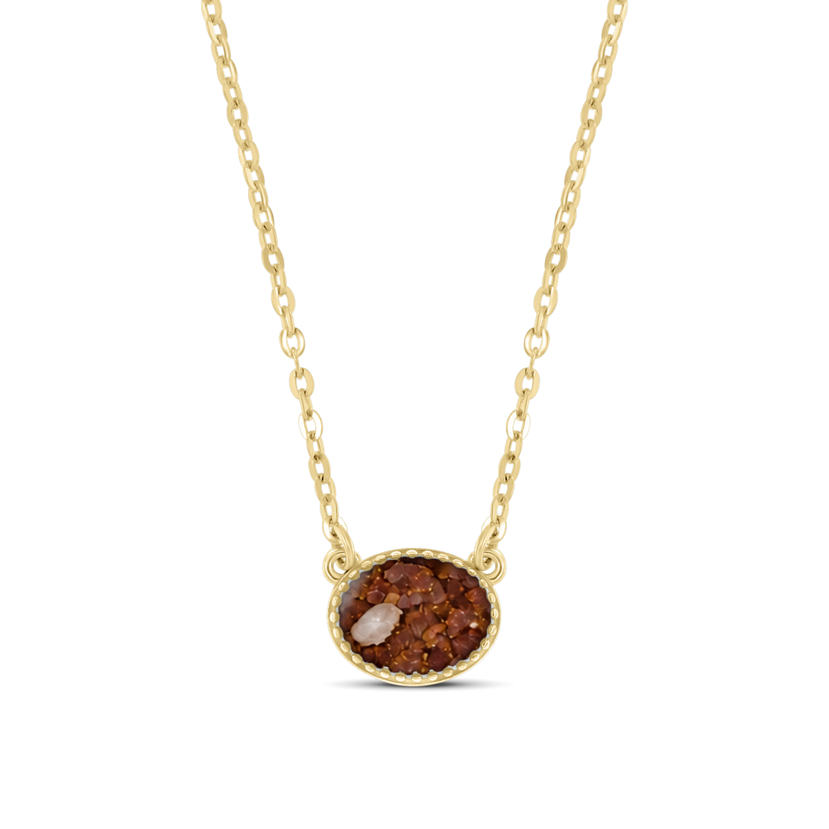 Luna as-ketting in massief geel goud met koperbruin askleur