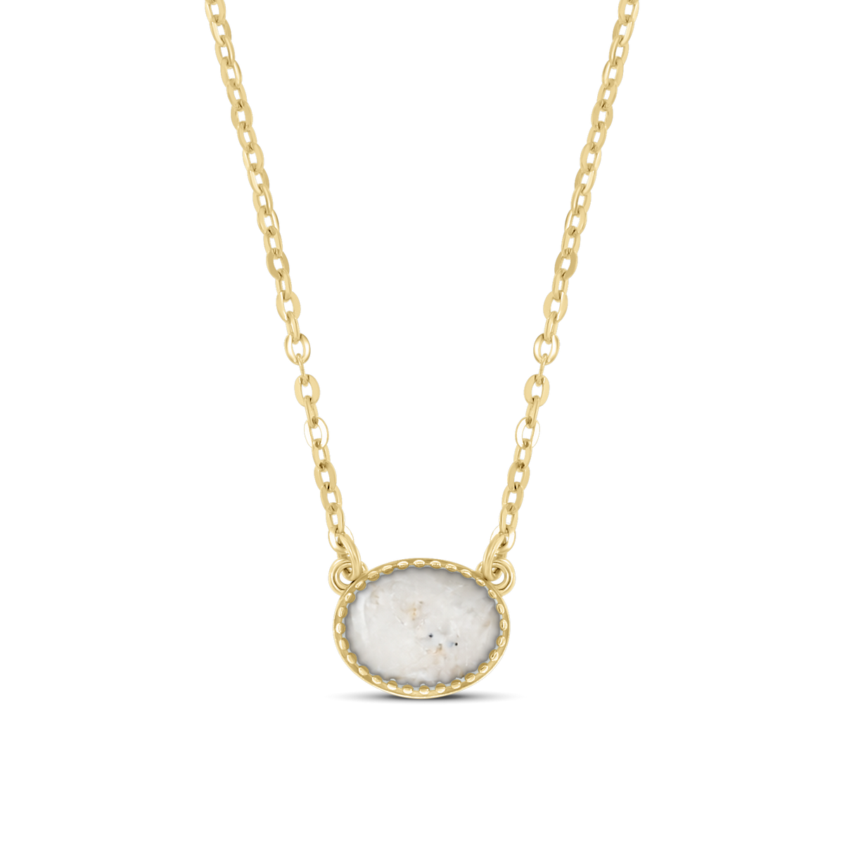Luna as-ketting in massief geel goud met parelmoer askleur