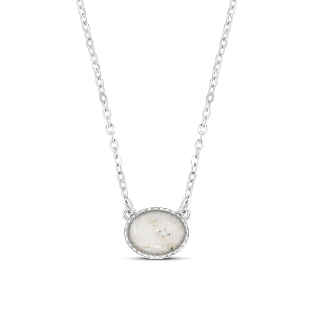 Luna as-ketting in massief wit goud met parelmoer askleur