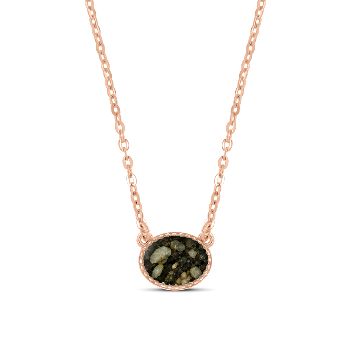 Luna as-ketting in massief rosé goud met antraciet askleur
