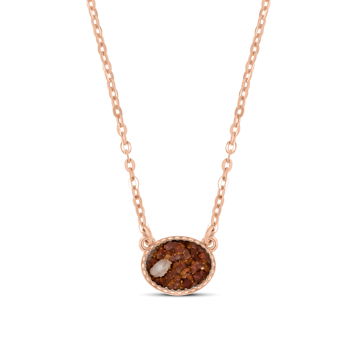 Luna as-ketting in massief rosé goud met koperbruin askleur
